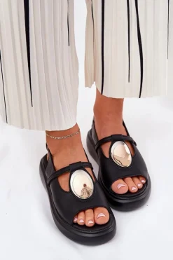 Skórzane Eleganckie Sandały Damskie S.Barski GR51-603 Czarne