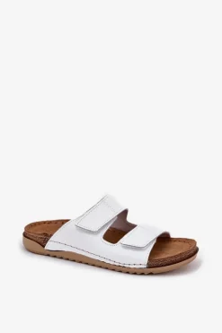 Skórzane Klapki Damskie Inblu AA0005GU Białe