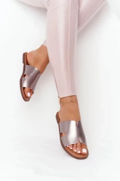 Skórzane Klapki Sergio Leone SK 063 Srebrne