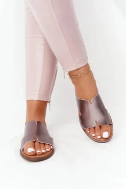 Skórzane Klapki Sergio Leone SK 063 Srebrne