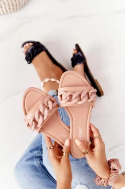 Skórzane Klapki Z Łańcuchem Camel Step By Step