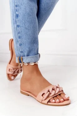 Skórzane Klapki Z Łańcuchem Camel Step By Step