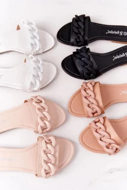 Skórzane Klapki Z Łańcuchem Camel Step By Step