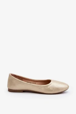 Skórzane Klasyczne Baleriny Złote Stacee