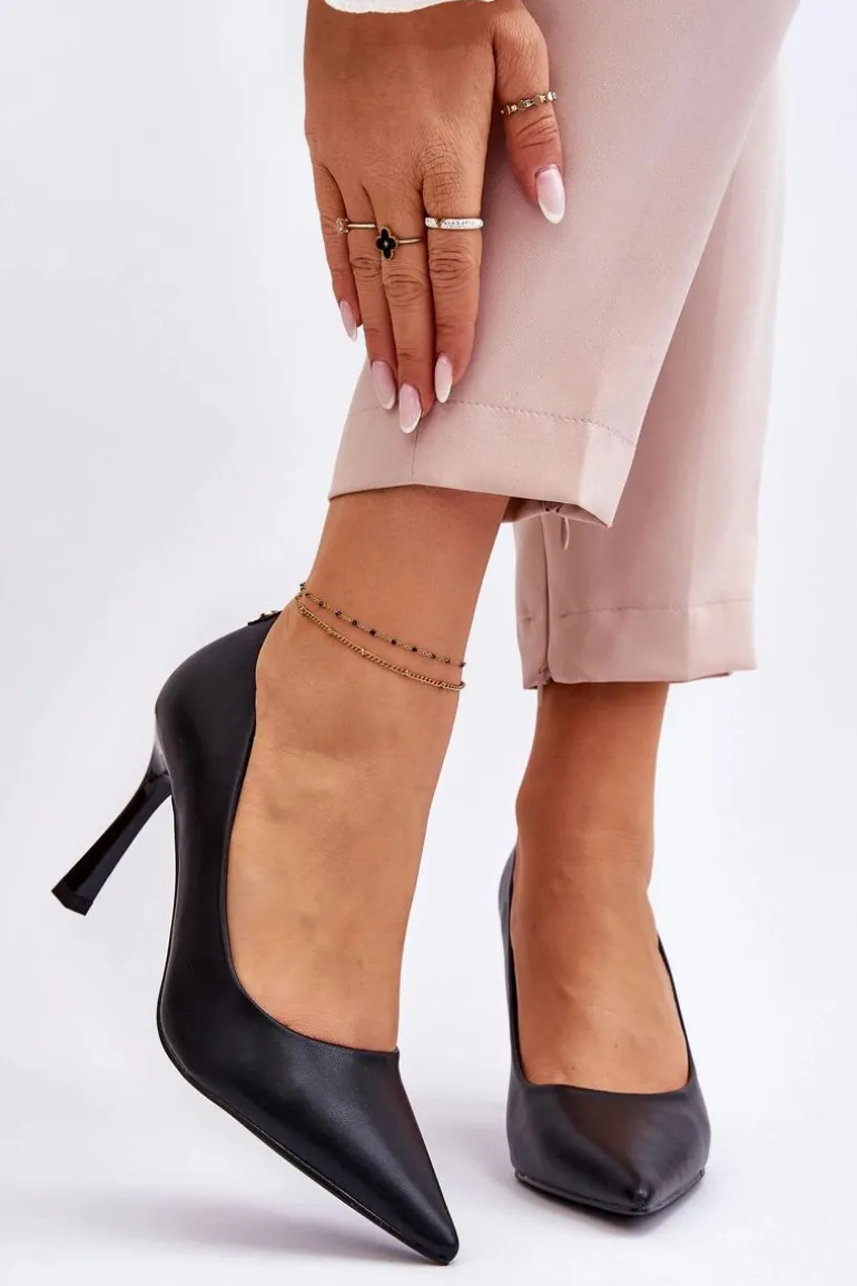 Skórzane Klasyczne Szpilki Czarne Kelsey