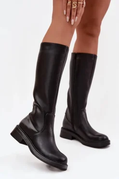 Skórzane Kozaki Damskie Ocieplane Maciejka A7164-01 Czarne