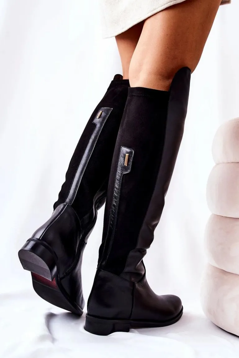 Skórzane Kozaki Laura Messi Czarne 2293