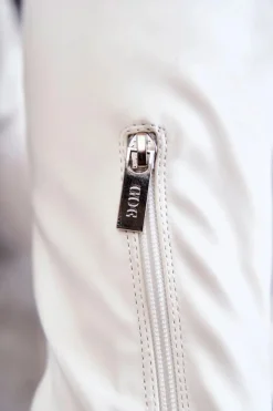 Skórzane Kozaki Za Kolano Na Płaskim Obcasie GOE KK2N4022 Białe