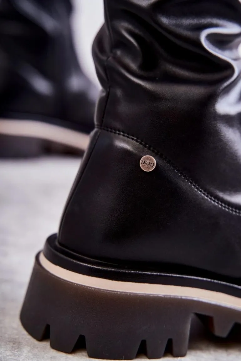 Skórzane Kozaki Za Kolano GOE KK2N4024 Czarne