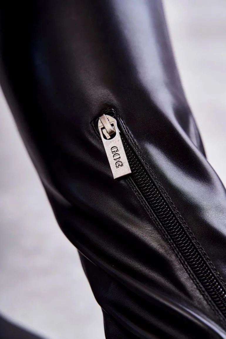 Skórzane Kozaki Za Kolano GOE KK2N4024 Czarne