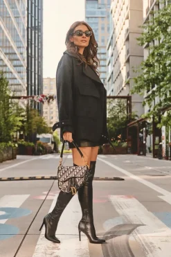 Skórzane Kozaki Za Kolano Na Szpilce Czarne Zolno