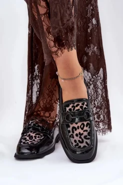 Skórzane Lakierowane Mokasyny Z Siateczką Vinceza 31931 Czarne