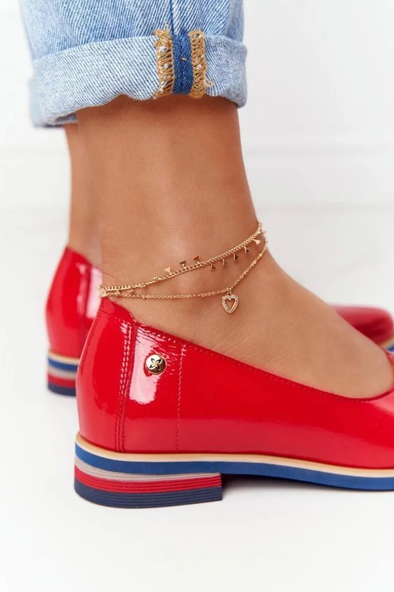 Skórzane Lakierowane Półbuty Maciejka 05035-08 Czerwone