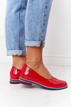 Skórzane Lakierowane Półbuty Maciejka 05035-08 Czerwone