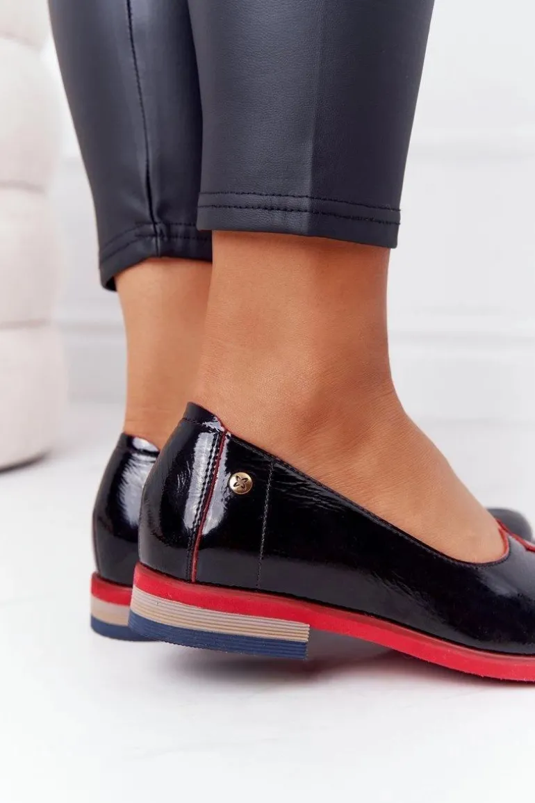 Skórzane Lakierowane Półbuty Maciejka 05035-20 Czarne