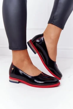 Skórzane Lakierowane Półbuty Maciejka 05035-20 Czarne
