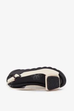 Skórzane Lakierowane Sandały Damskie Na Koturnie z Ozdobą Artiker 56C1567 Beżowe