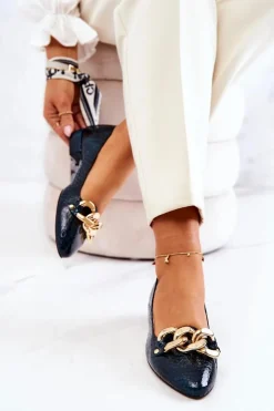 Skórzane Lakierowane Wężowe Czółenka Zielone Elissabeth