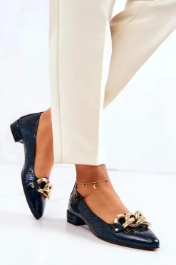 Skórzane Lakierowane Wężowe Czółenka Zielone Elissabeth