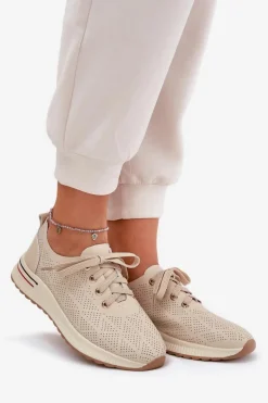 Skórzane Lekkie Półbuty Damskie Artiker 54C1759 Beżowe