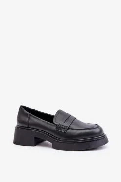 Skórzane Mokasyny Loafersy Damskie D&A JC42-61 Czarne