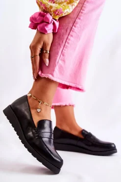 Skórzane Mokasyny Na Koturnie La.Fi Czarne Alannah