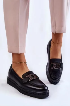 Skórzane Mokasyny Na Platformie Czarne Abisso