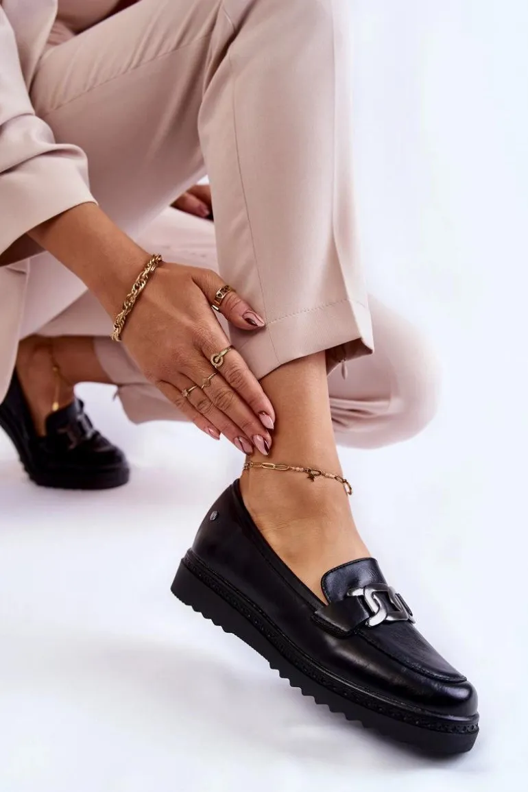 Skórzane Mokasyny Na Platformie Czarne Abisso