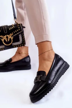 Skórzane Mokasyny Na Platformie Czarne Abisso