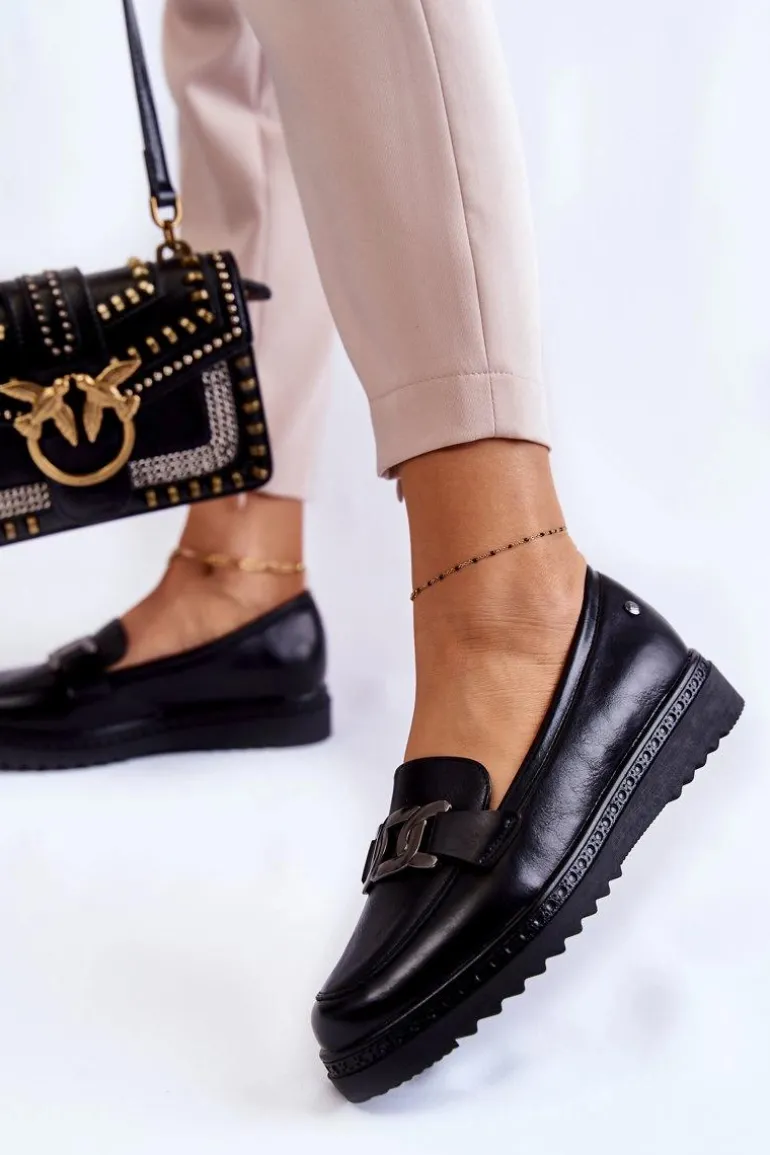 Skórzane Mokasyny Na Platformie Czarne Abisso