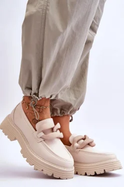 Skórzane Mokasyny Półbuty Big Star LL274581 Beżowe