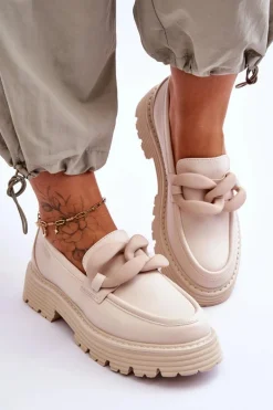 Skórzane Mokasyny Półbuty Big Star LL274581 Beżowe