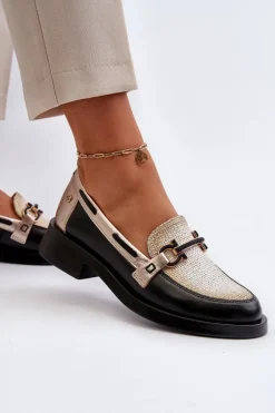 Skórzane Mokasyny Półbuty Damskie Maciejka 06493-01 Czarne