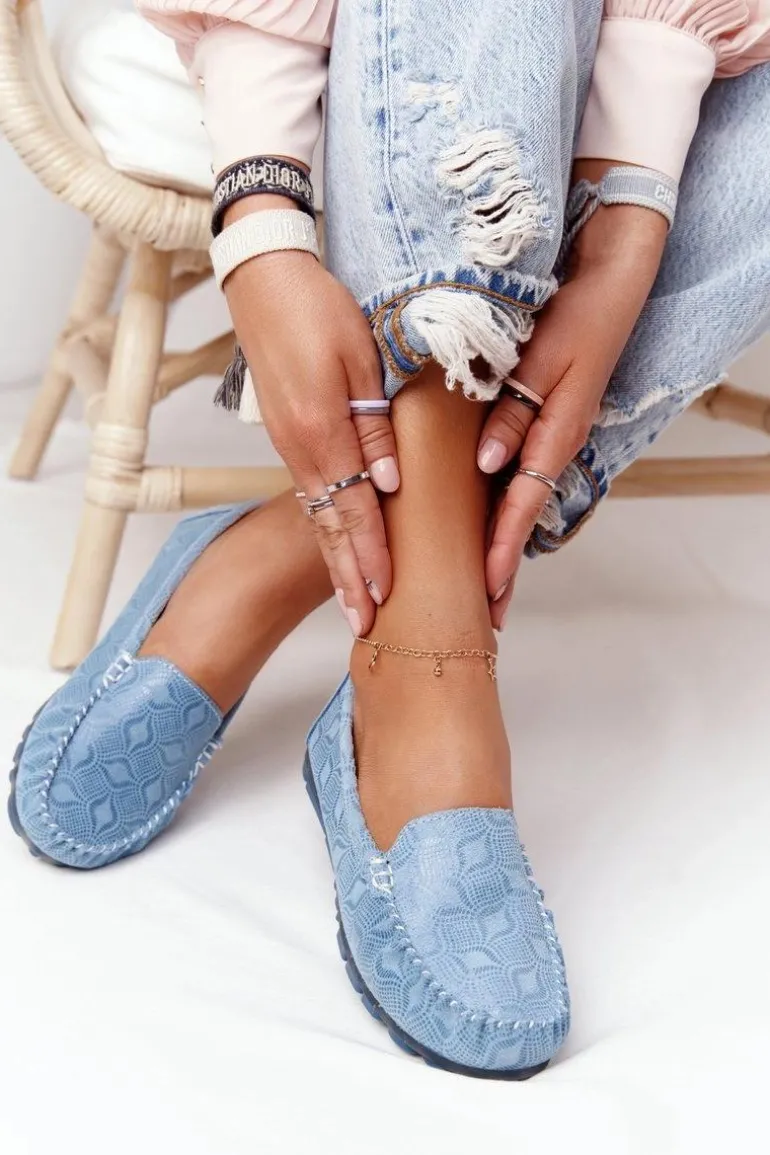 Skórzane Mokasyny RIO FLORE Eco-Friendly Niebieskie