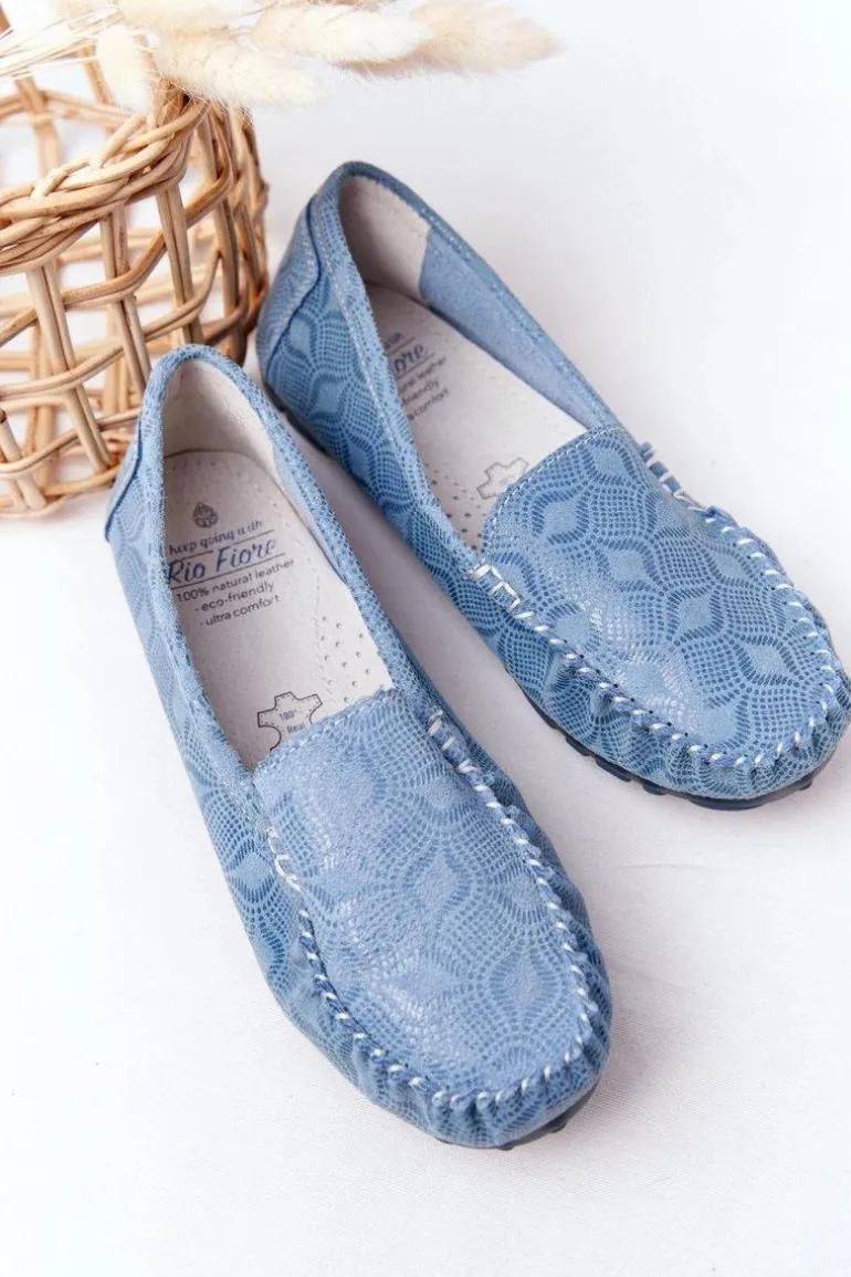 Skórzane Mokasyny RIO FLORE Eco-Friendly Niebieskie