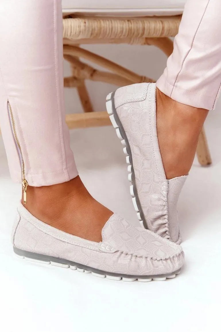 Skórzane Mokasyny RIO FLORE Eco-Friendly Beżowe