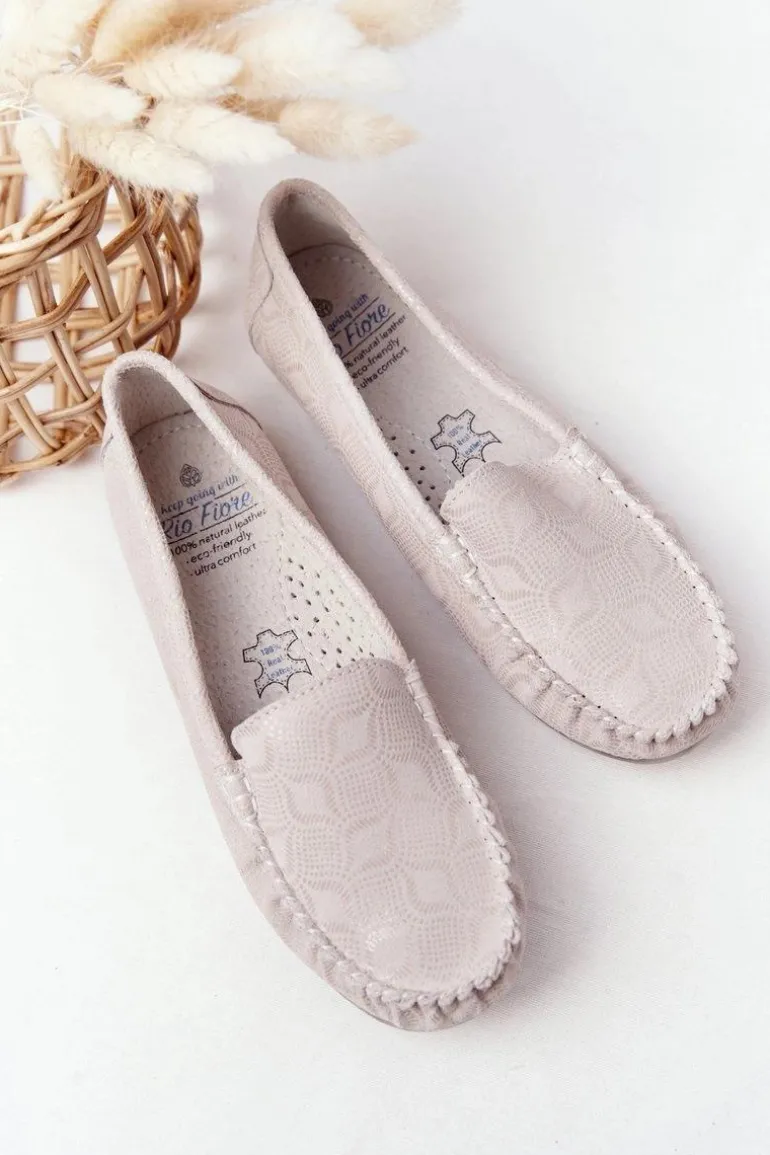 Skórzane Mokasyny RIO FLORE Eco-Friendly Beżowe