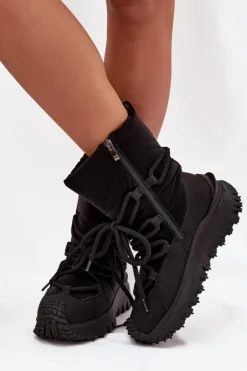 Skórzane Śniegowce Na Platformie Lee Cooper LCJ-25-12-3660 Czarne