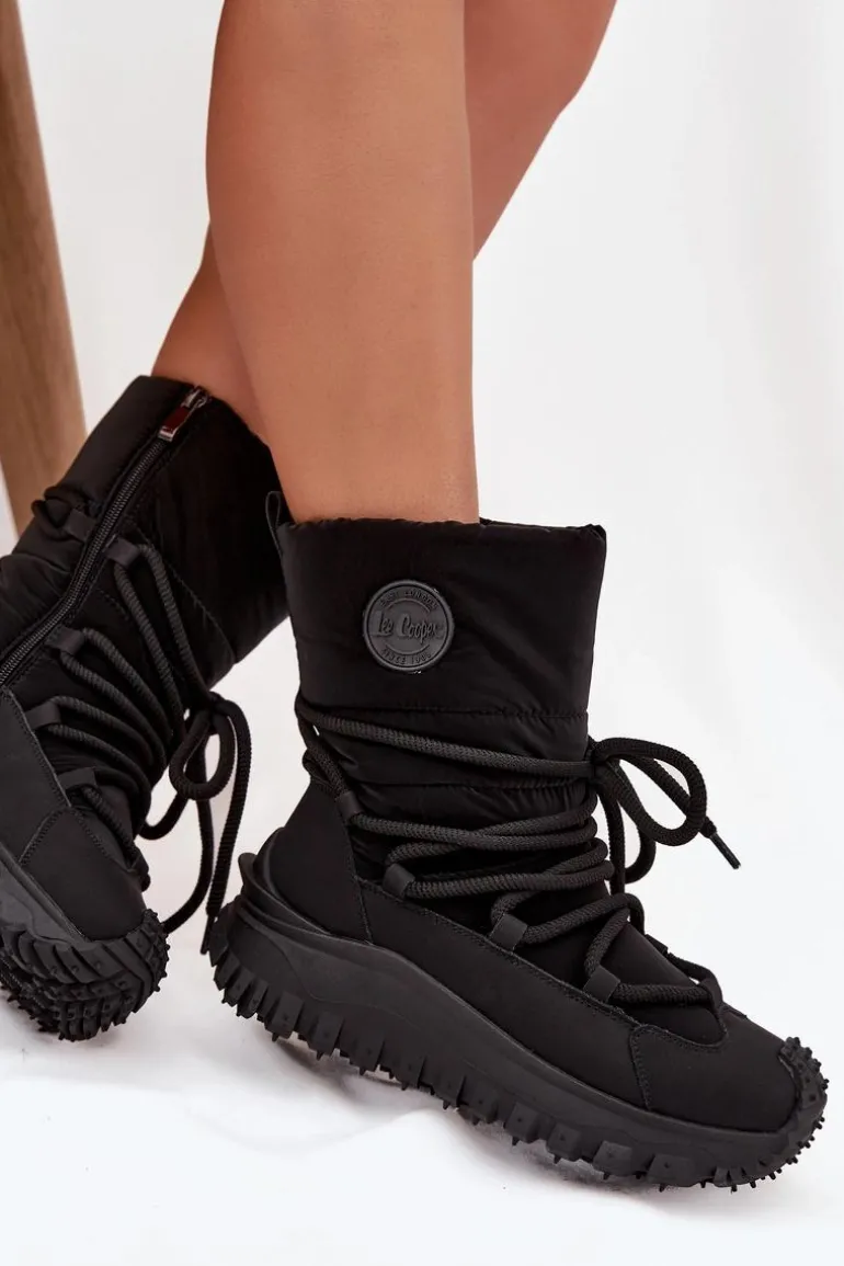 Skórzane Śniegowce Na Platformie Lee Cooper LCJ-25-12-3660 Czarne