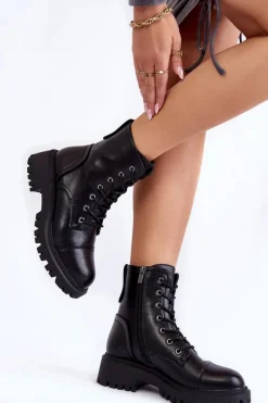 Skórzane Ocieplane Botki Glany La.Fi 250044B-PU Czarne