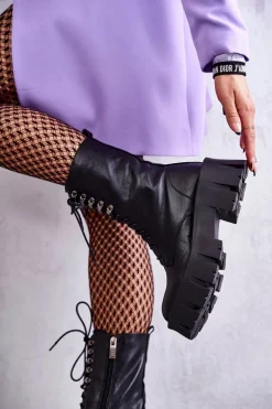 Skórzane Ocieplane Botki GOE KK2N4013 Czarne