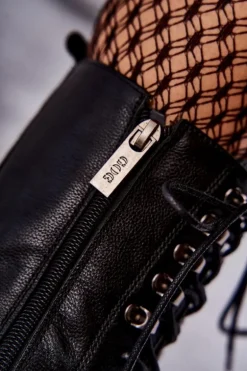 Skórzane Ocieplane Botki GOE KK2N4013 Czarne