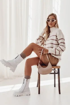 Skórzane Ocieplane Botki GOE KK2N4012 Białe