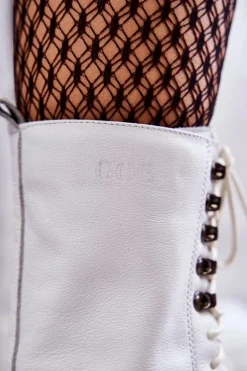 Skórzane Ocieplane Botki GOE KK2N4012 Białe