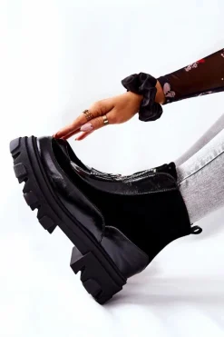 Skórzane Ocieplane Botki Laura Messi Czarne 2371