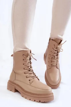 Skórzane Ocieplane Botki La.Fi 250009TA-QN Beżowe