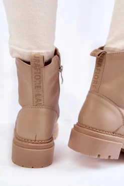Skórzane Ocieplane Botki La.Fi 250009TA-QN Beżowe