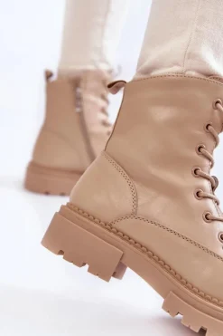 Skórzane Ocieplane Botki La.Fi 250009TA-QN Beżowe