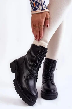 Skórzane Ocieplane Botki La.Fi 250009B-QN Czarne