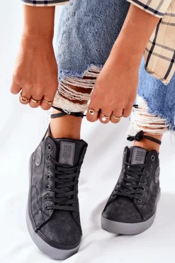 Skórzane Ocieplane Trampki Big Star II274148 Czarne